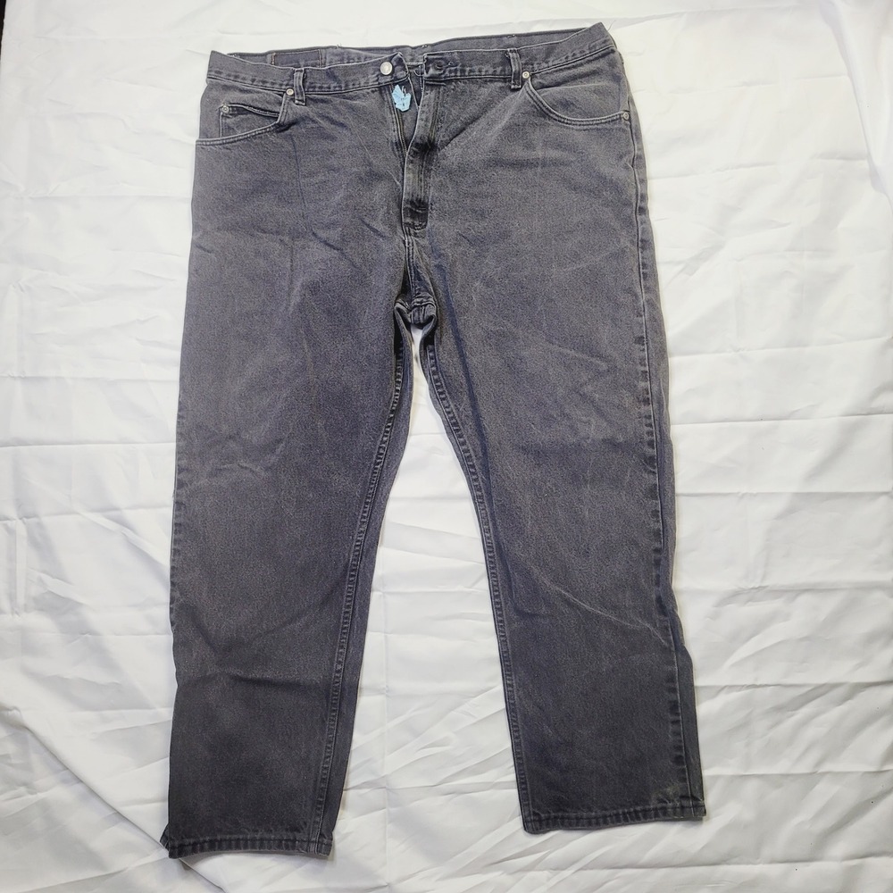 Wrangler Vintage Mens Faded Black Straight Leg Denim Jeans 42x30 - J73 - Picture 1 of 11
